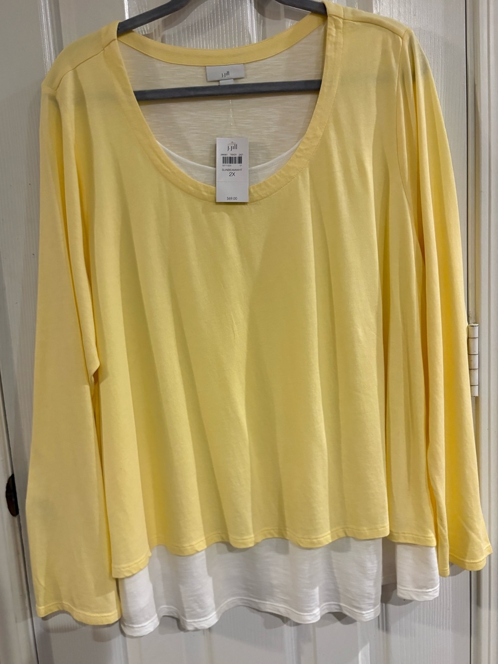 J. Jill 2X NWT Layered Long Sleeve Tee breathable Relaxed Travel Top Snbm Yellow